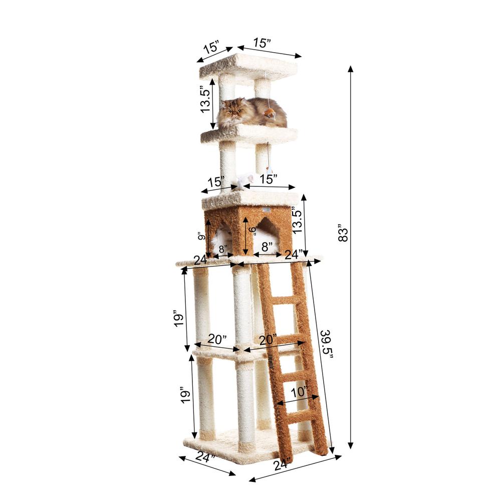 Armarkat Multi-Level Real Wood Cat Tower X8303 Cat Tree In Beige. Picture 9