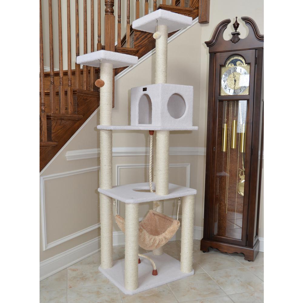 Armarkat B7301 Classic Real Wood Cat Tree In Ivory, Jackson Galaxy Approved, Four Levels With Rope SwIng, Hammock, Condo, and Perch. Picture 3
