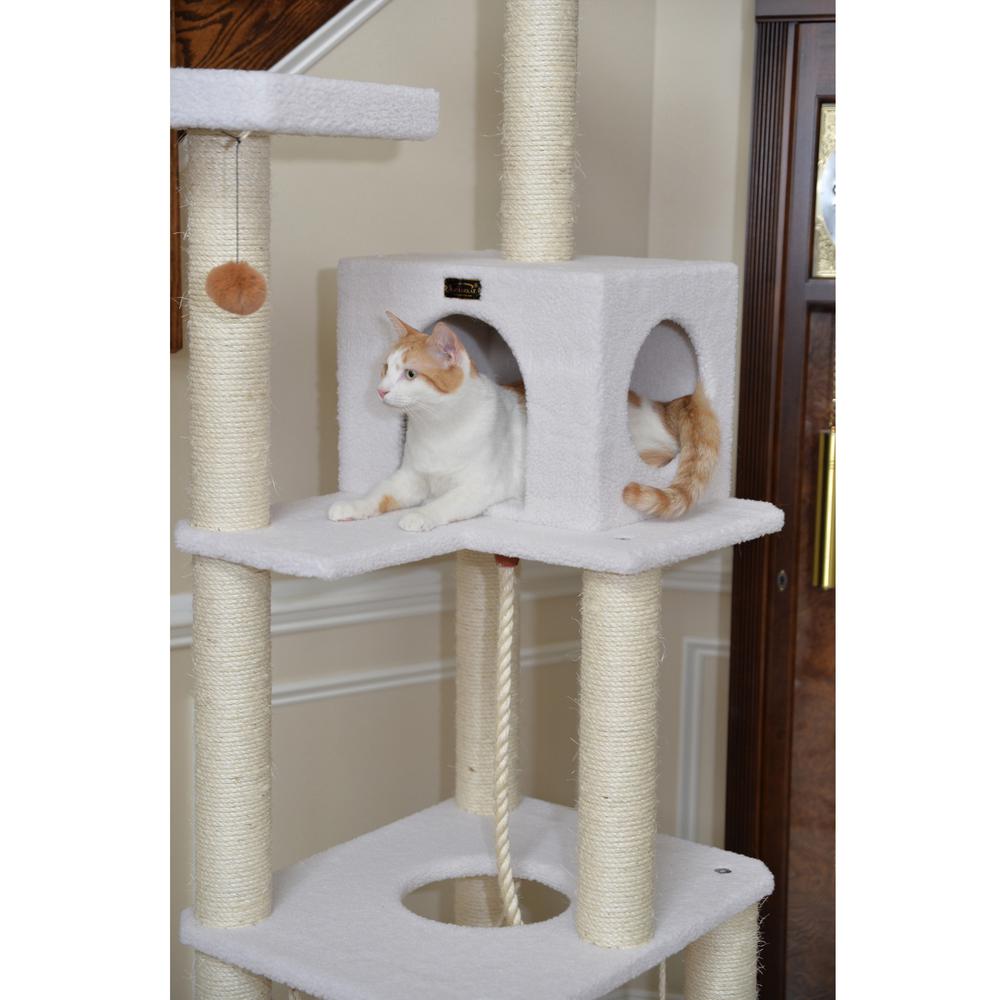 Armarkat B7301 Classic Real Wood Cat Tree In Ivory, Jackson Galaxy Approved, Four Levels With Rope SwIng, Hammock, Condo, and Perch. Picture 4