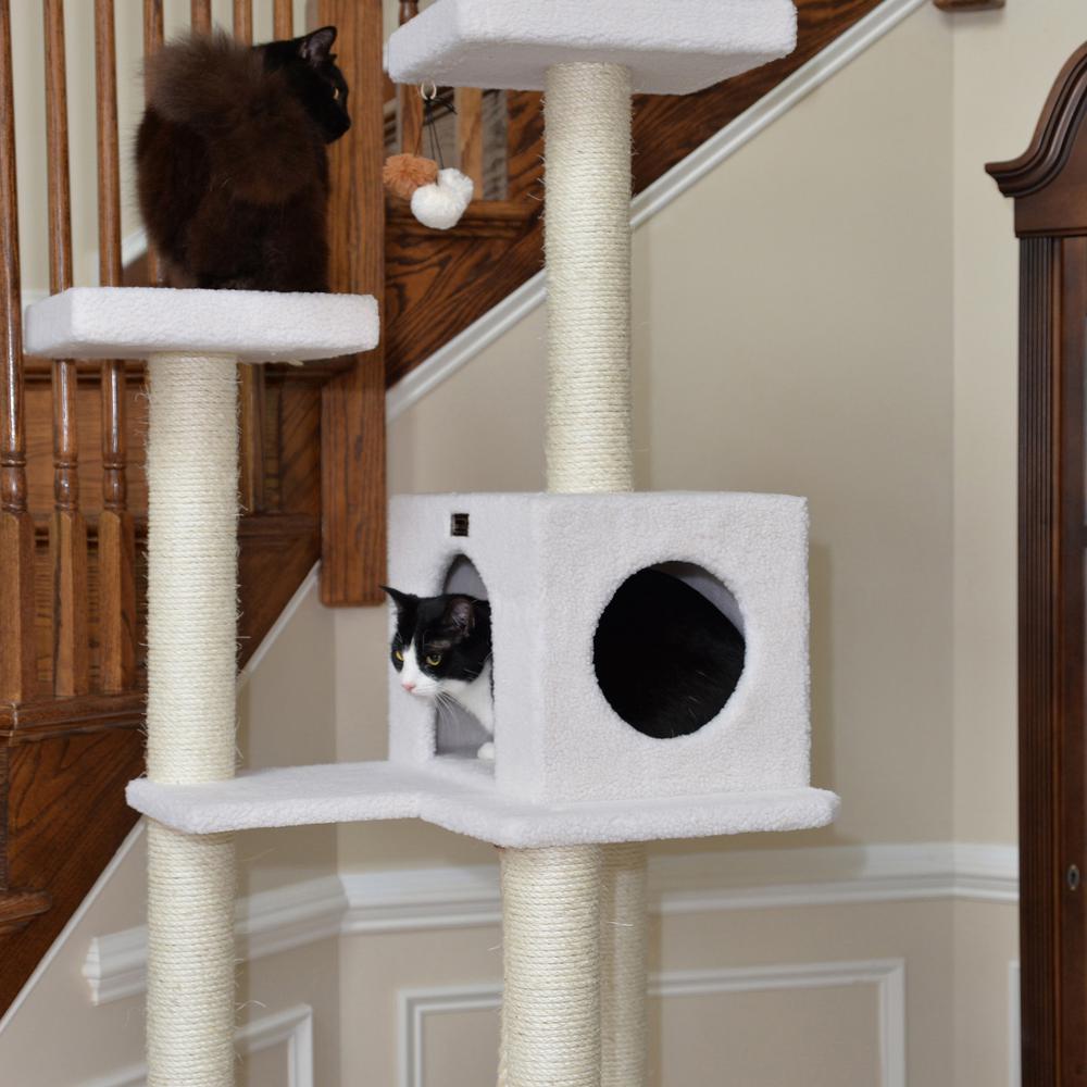Armarkat B7301 Classic Real Wood Cat Tree In Ivory, Jackson Galaxy Approved, Four Levels With Rope SwIng, Hammock, Condo, and Perch. Picture 5