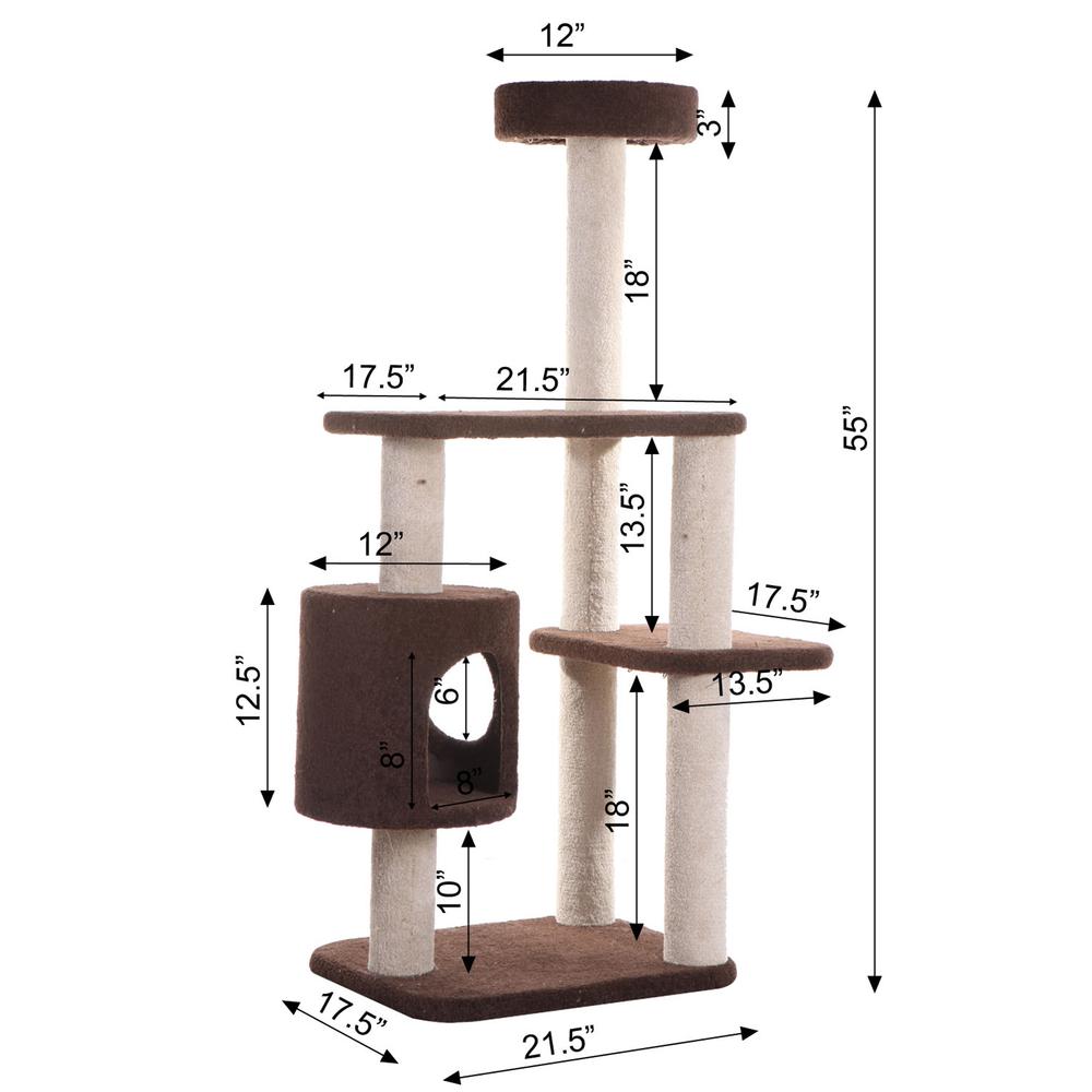 Armarkat 3-Level Carpeted Real Wood Cat Tree Condo F5502, Kitten Play House, Brown. Picture 9