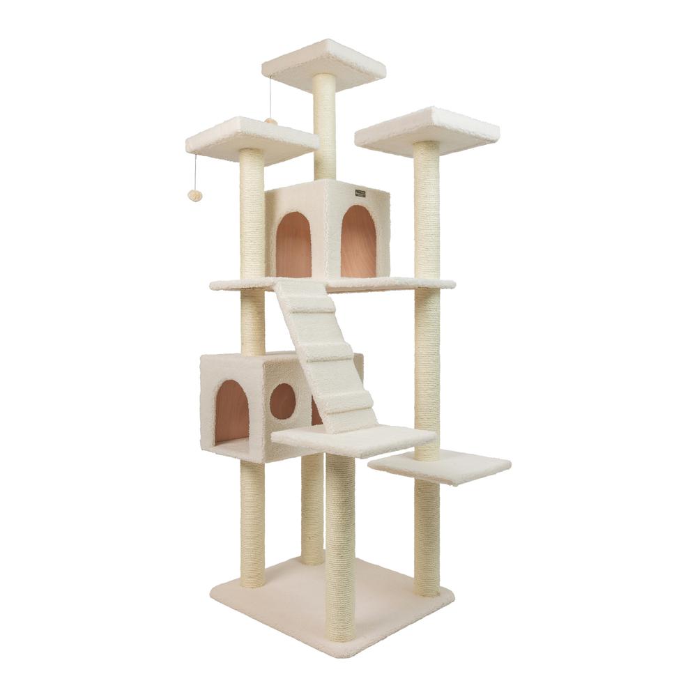 Armarkat B7701 Classic Real Wood Cat Tree In Ivory, Jackson Galaxy Approved, Multi Levels With Ramp, Three Perches, Two Condos. Picture 1