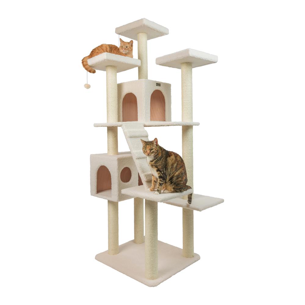 Armarkat B7701 Classic Real Wood Cat Tree In Ivory, Jackson Galaxy Approved, Multi Levels With Ramp, Three Perches, Two Condos. Picture 12