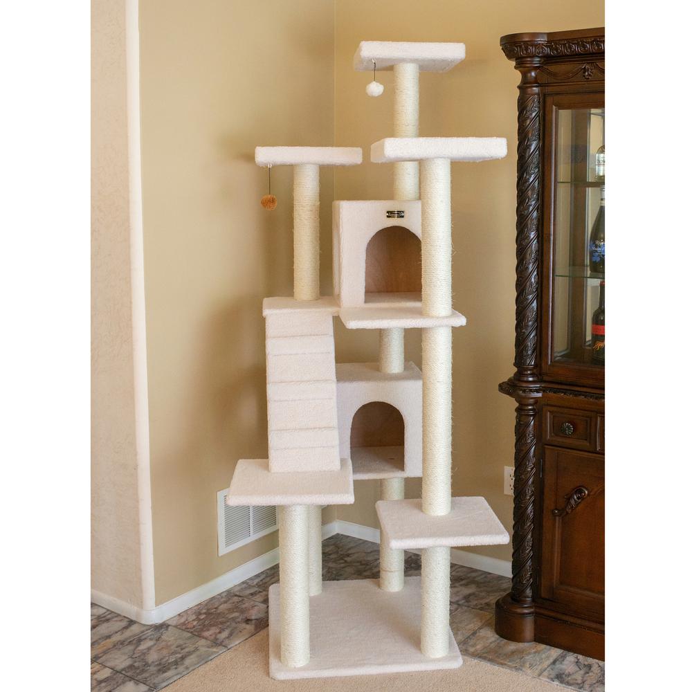Armarkat B7701 Classic Real Wood Cat Tree In Ivory, Jackson Galaxy Approved, Multi Levels With Ramp, Three Perches, Two Condos. Picture 3