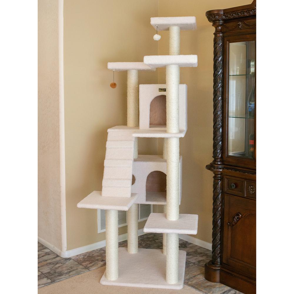 Armarkat B7701 Classic Real Wood Cat Tree In Ivory, Jackson Galaxy Approved, Multi Levels With Ramp, Three Perches, Two Condos. Picture 4