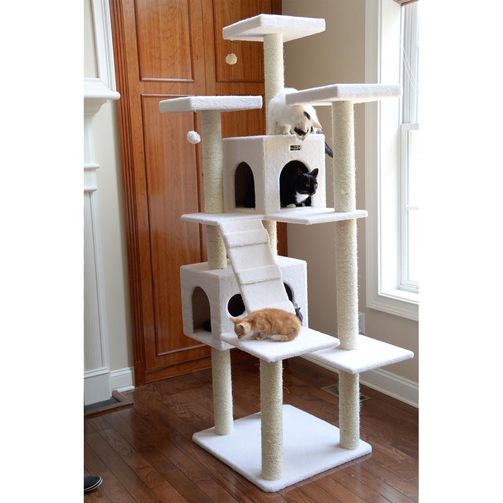 Armarkat B7701 Classic Real Wood Cat Tree In Ivory, Jackson Galaxy Approved, Multi Levels With Ramp, Three Perches, Two Condos. Picture 5