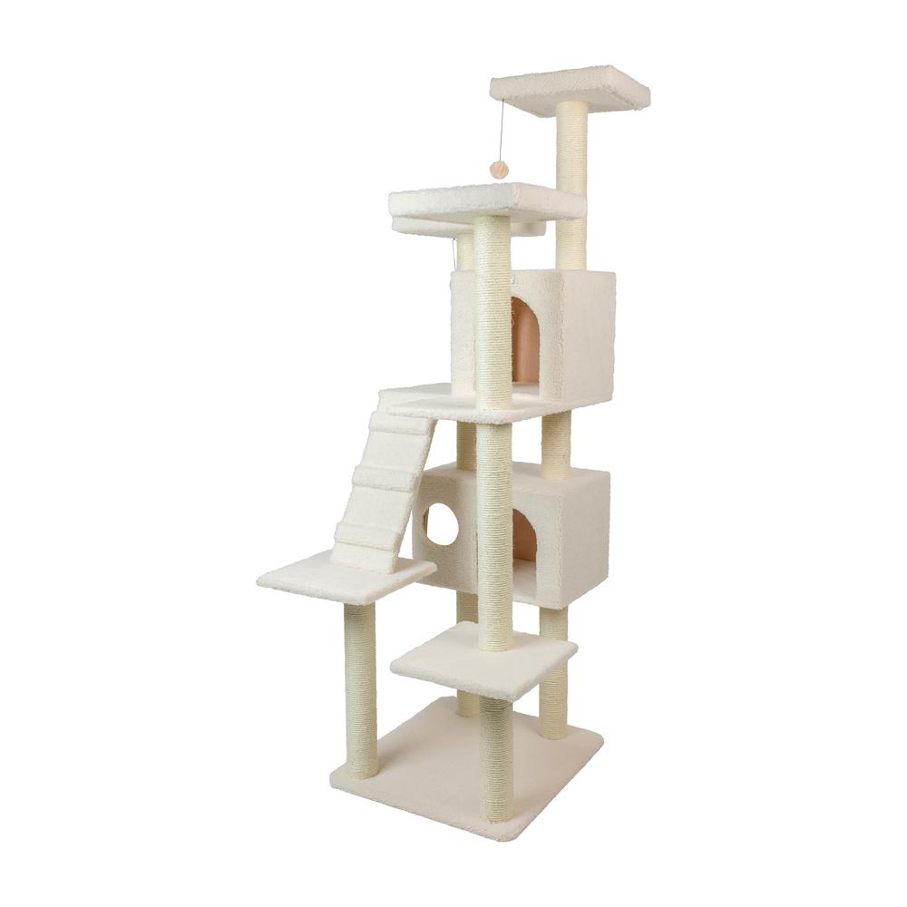 Armarkat B7701 Classic Real Wood Cat Tree In Ivory, Jackson Galaxy Approved, Multi Levels With Ramp, Three Perches, Two Condos. Picture 10