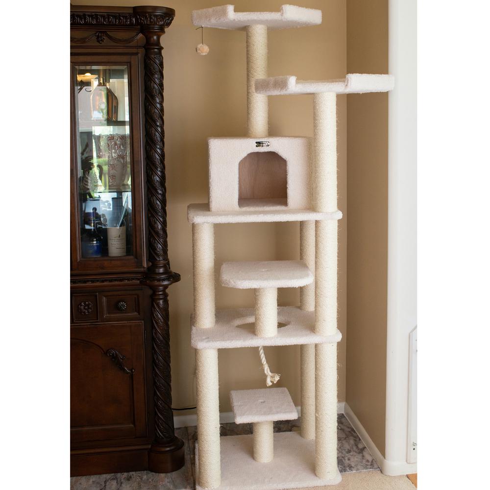 Armarkat B7801 Classic Real Wood Cat Tree In Ivory, Jackson Galaxy Approved, Six Levels With Playhouse and Rope SwIng. Picture 5
