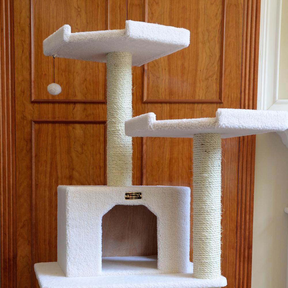 Armarkat B7801 Classic Real Wood Cat Tree In Ivory, Jackson Galaxy Approved, Six Levels With Playhouse and Rope SwIng. Picture 7