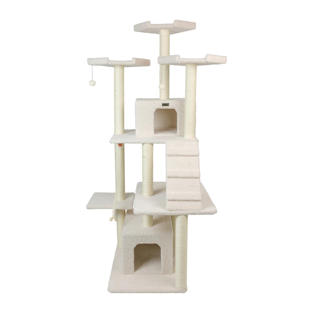 Armarkat B8201 Classic Real Wood Cat Tree In Ivory, Jackson Galaxy Approved, Multi Levels With Ramp, Three Perches, Rope Swing, Two Condos. Picture 2