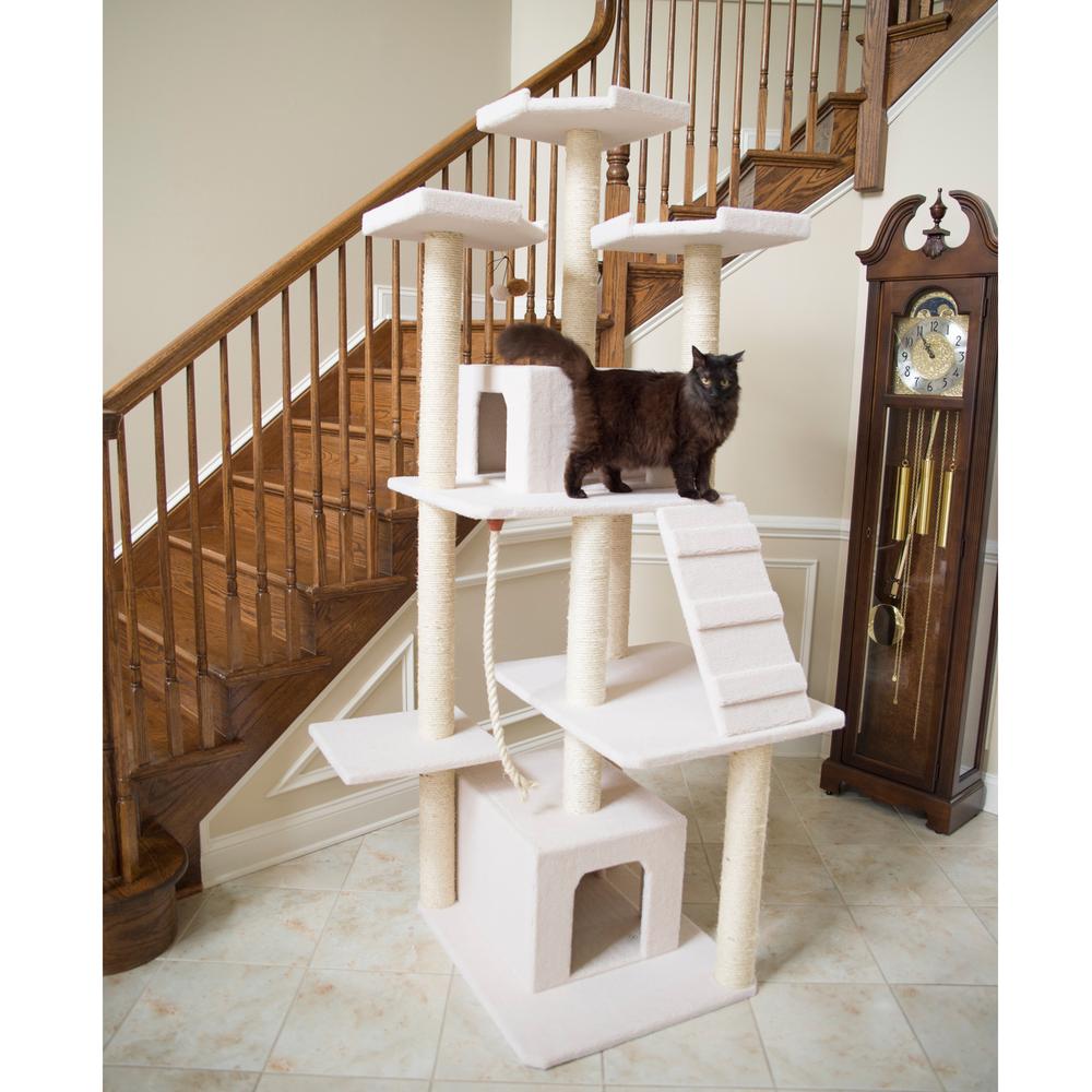 Armarkat B8201 Classic Real Wood Cat Tree In Ivory, Jackson Galaxy Approved, Multi Levels With Ramp, Three Perches, Rope Swing, Two Condos. Picture 5