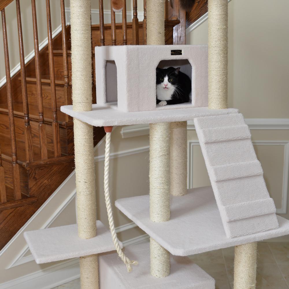 Armarkat B8201 Classic Real Wood Cat Tree In Ivory, Jackson Galaxy Approved, Multi Levels With Ramp, Three Perches, Rope Swing, Two Condos. Picture 8