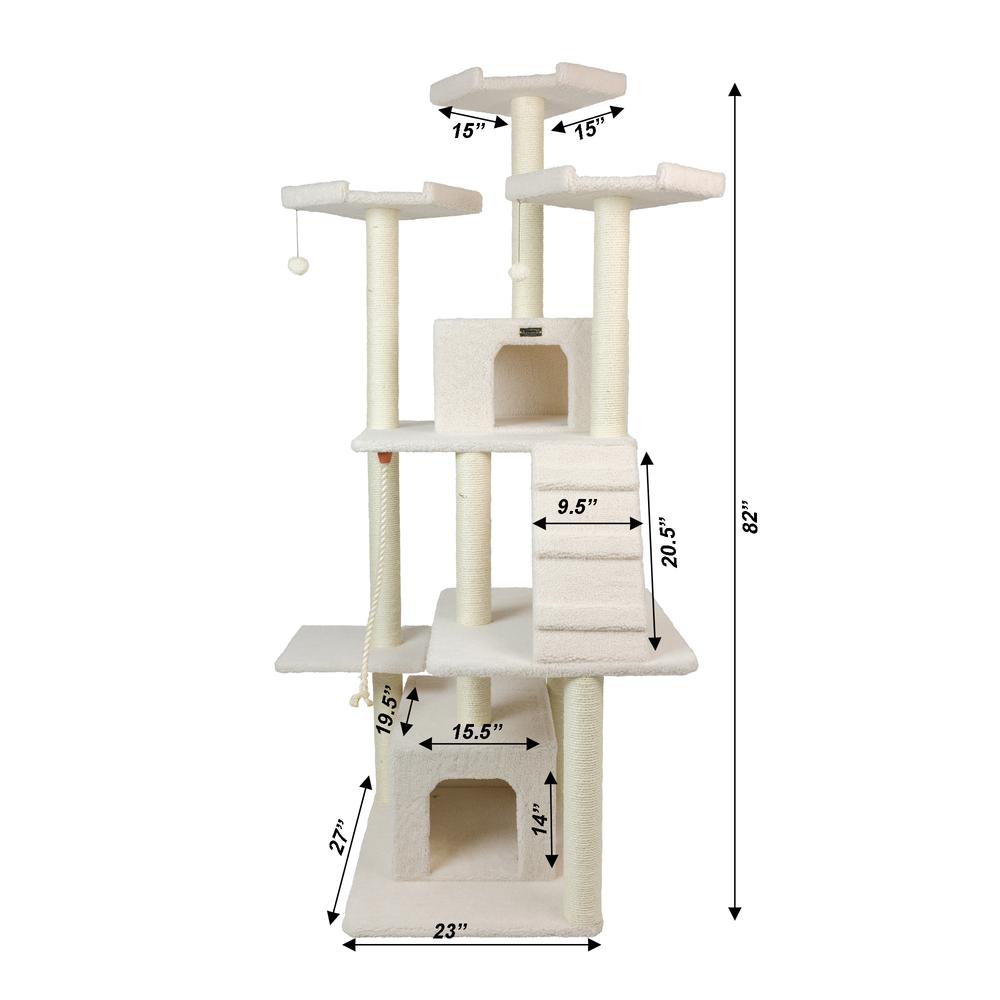 Armarkat B8201 Classic Real Wood Cat Tree In Ivory, Jackson Galaxy Approved, Multi Levels With Ramp, Three Perches, Rope Swing, Two Condos. Picture 9