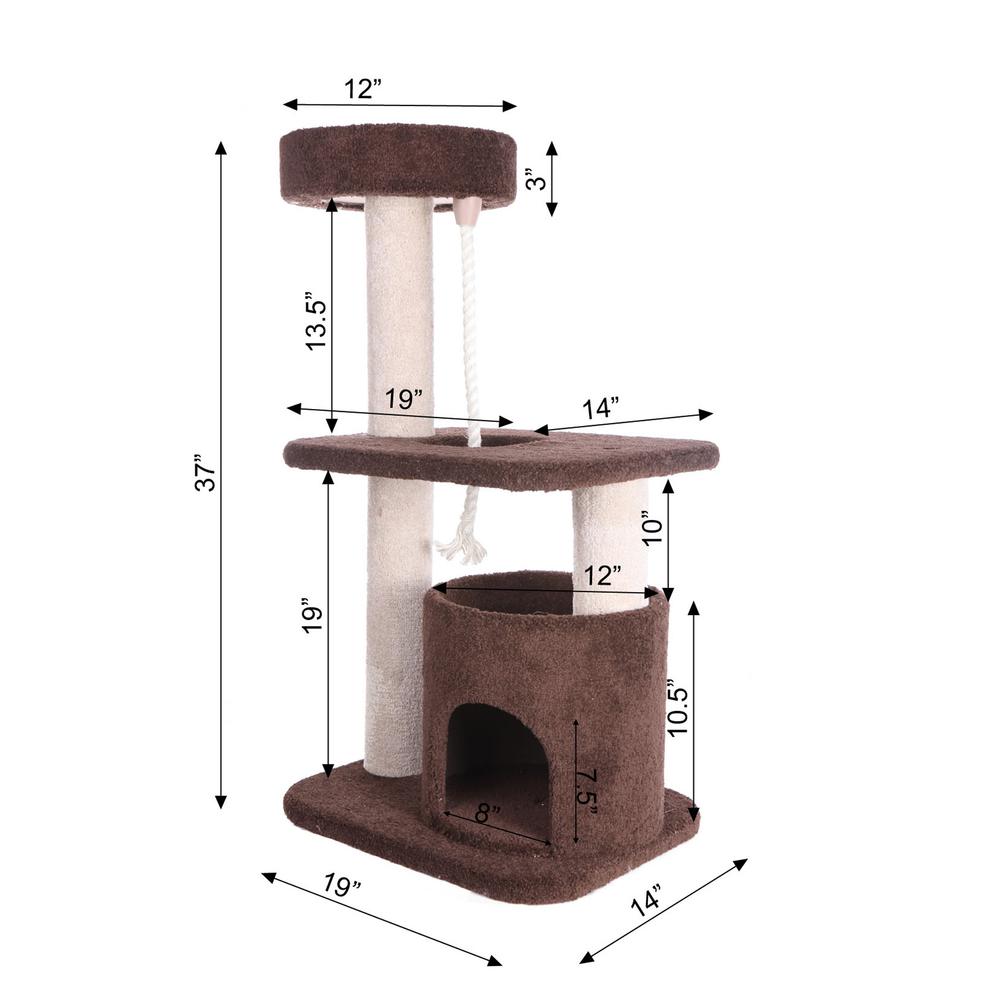 Armarkat 3-Tier Carpeted Real Wood Cat Tree Condo F3703 Kitten Activity Tree, Brown. Picture 8