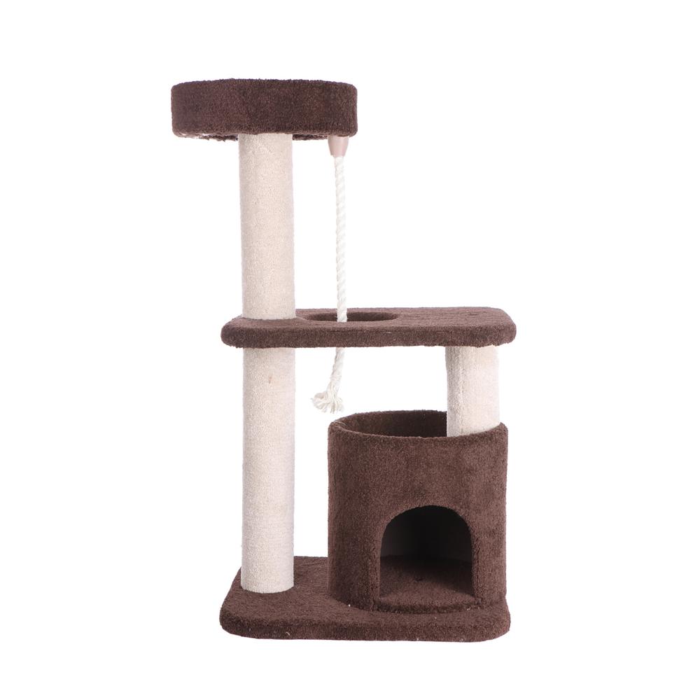 Armarkat 3-Tier Carpeted Real Wood Cat Tree Condo F3703 Kitten Activity Tree, Brown. Picture 2