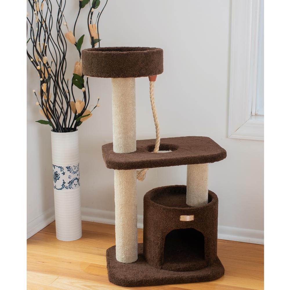 Armarkat 3-Tier Carpeted Real Wood Cat Tree Condo F3703 Kitten Activity Tree, Brown. Picture 4
