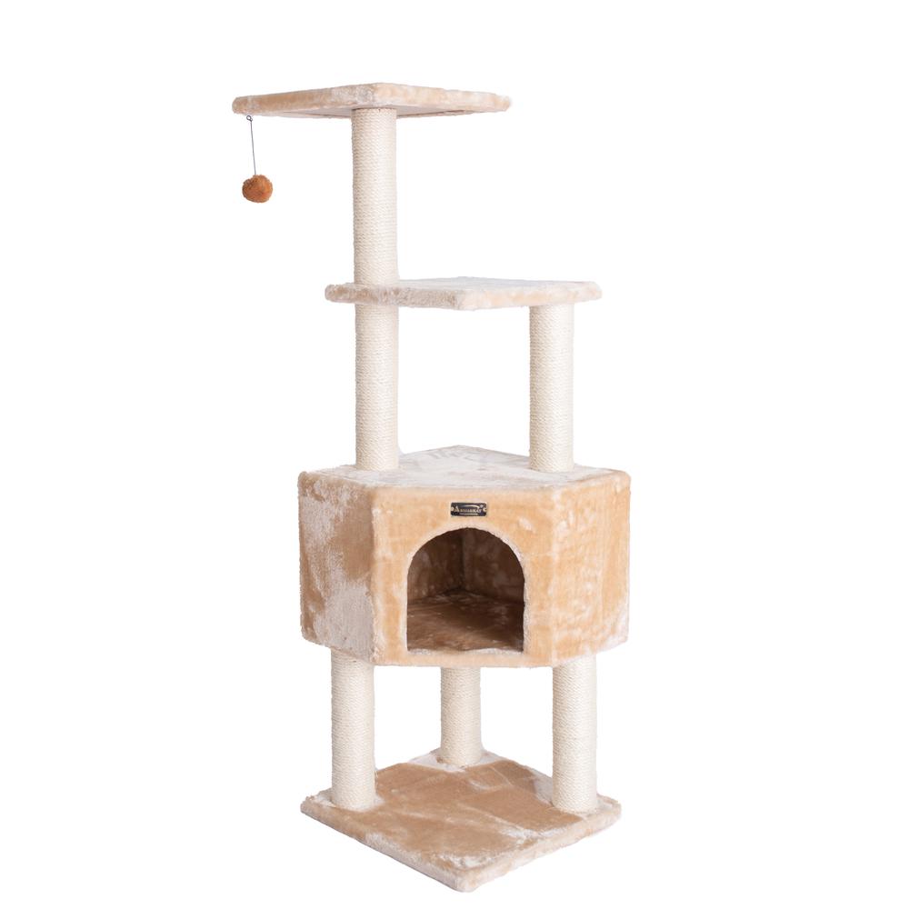 Armarkat 3 Levels Real Wood Cat Tower for Kittens Play 48 Height Beige A4801. Picture 1