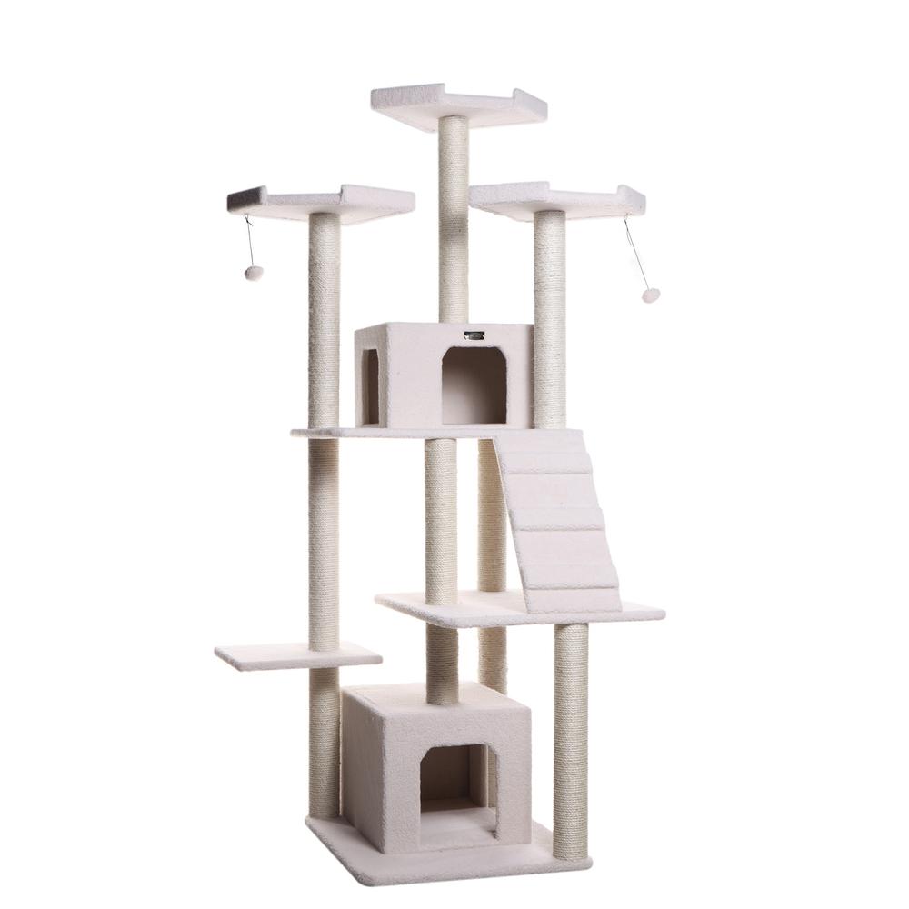 Armarkat B8201 Classic Real Wood Cat Tree In Ivory, Jackson Galaxy Approved, Multi Levels With Ramp, Three Perches, Rope Swing, Two Condos. Picture 4