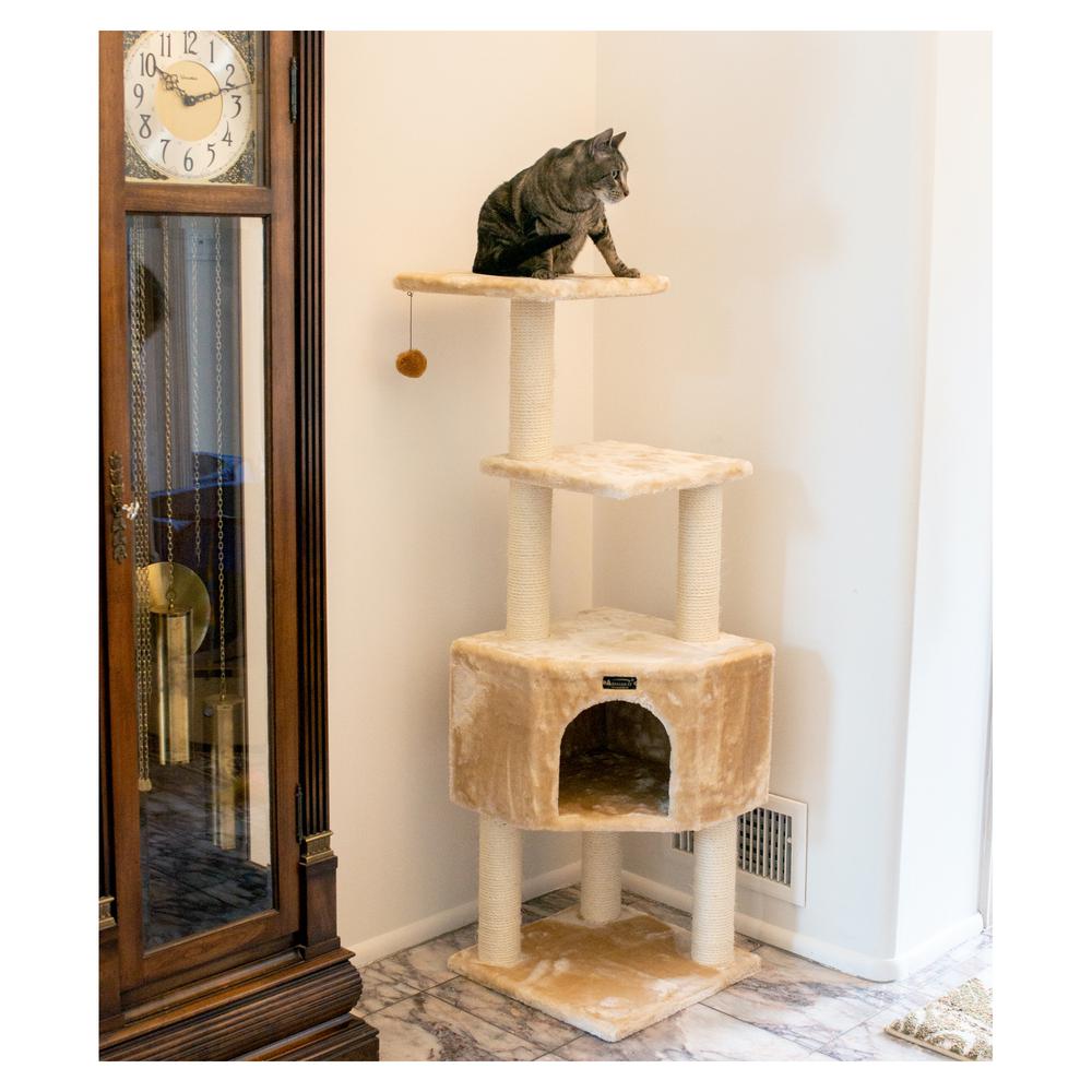 Armarkat 3 Levels Real Wood Cat Tower for Kittens Play 48 Height Beige A4801. Picture 5