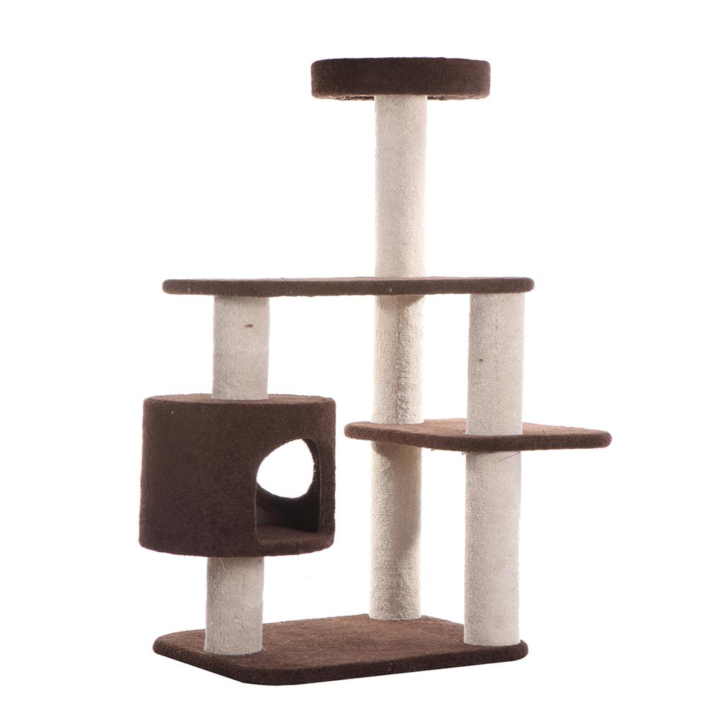 Armarkat 3-Level Carpeted Real Wood Cat Tree Condo F5502, Kitten Play House, Brown. Picture 3
