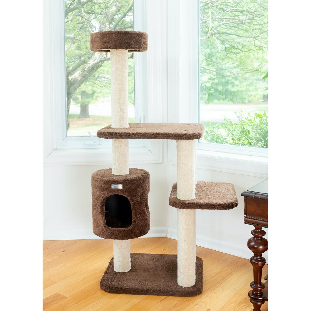 Armarkat 3-Level Carpeted Real Wood Cat Tree Condo F5502, Kitten Play House, Brown. Picture 4