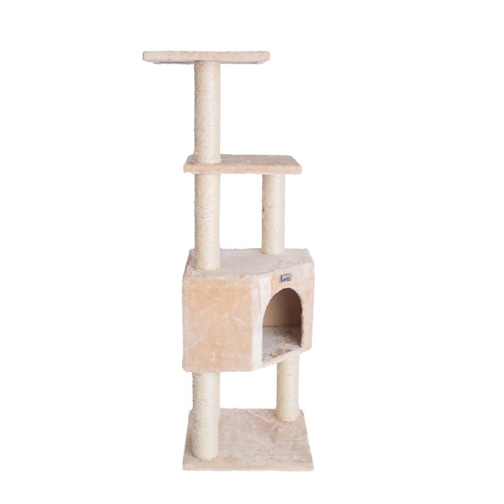 GleePet GP78480321 48-Inch Real Wood Cat Tree In Beige With Perch And Playhouse. Picture 7