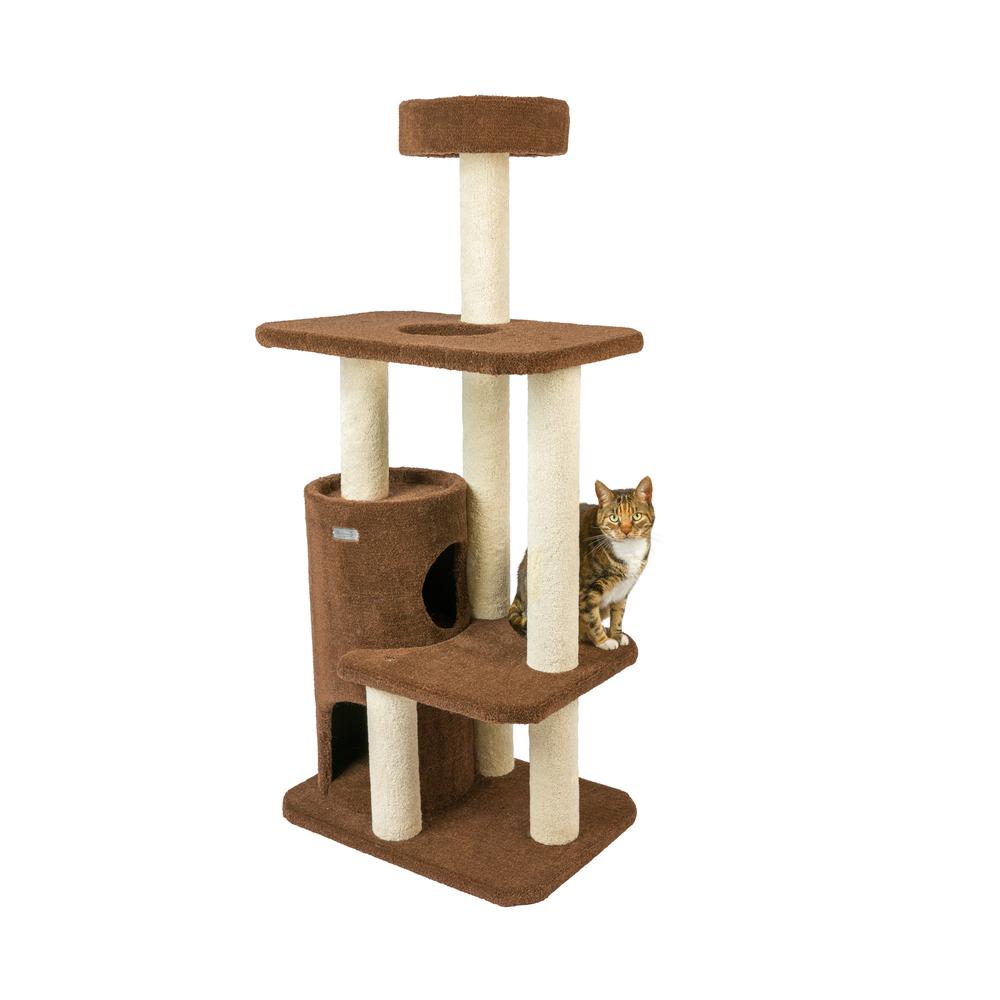 Armarkat 3-Level Carpeted Real Wood Cat Tree Condo F5602, Kitten Playhouse Climber Activity Center, Brown. Picture 3
