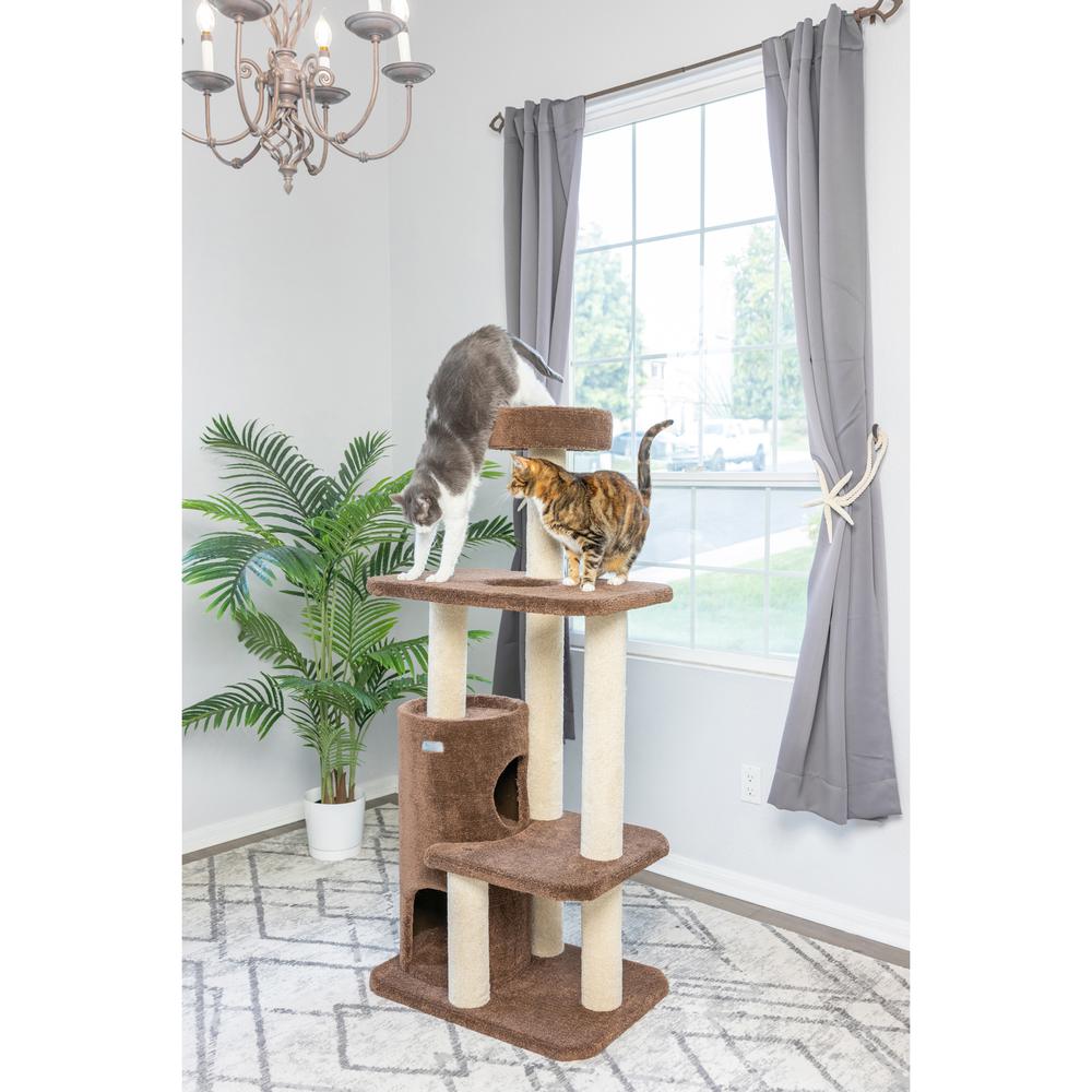 Armarkat 3-Level Carpeted Real Wood Cat Tree Condo F5602, Kitten Playhouse Climber Activity Center, Brown. Picture 9