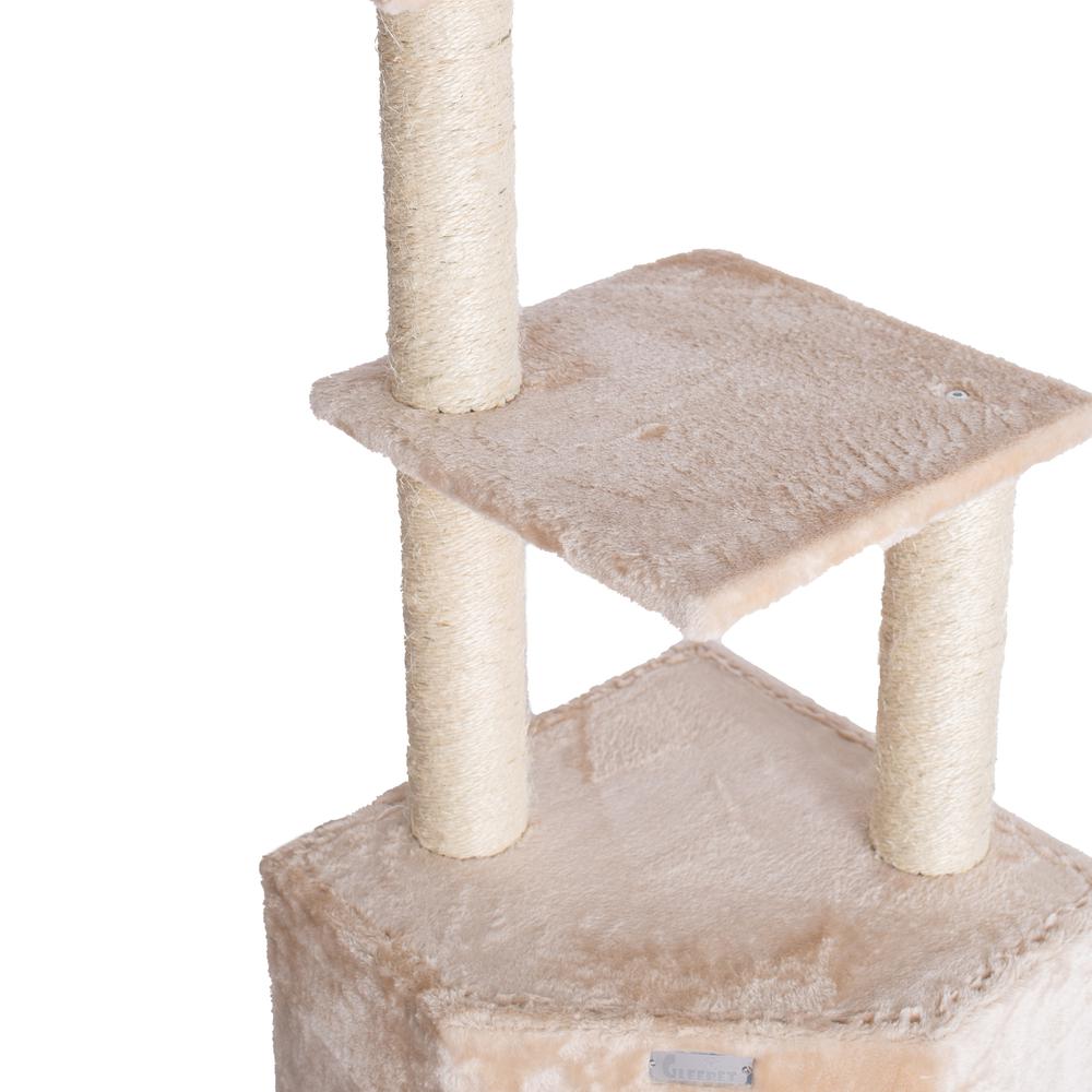 GleePet GP78480321 48-Inch Real Wood Cat Tree In Beige With Perch And Playhouse. Picture 10