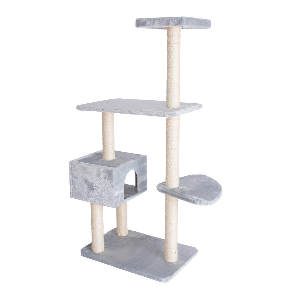 GleePet  GP78560322 57-Inch Real Wood Cat Tree In Silver Gray With Condo And Perch. Picture 8