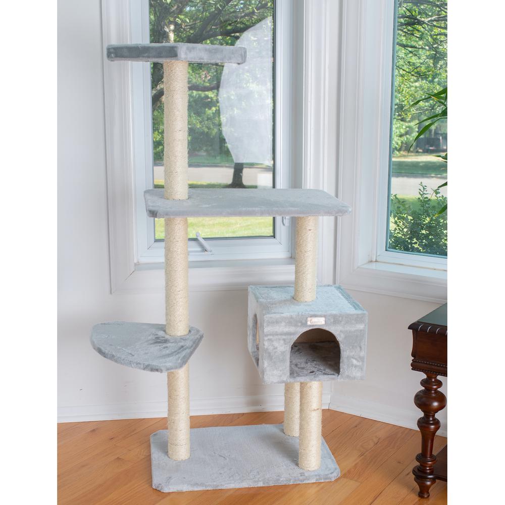 GleePet  GP78560322 57-Inch Real Wood Cat Tree In Silver Gray With Condo And Perch. Picture 6
