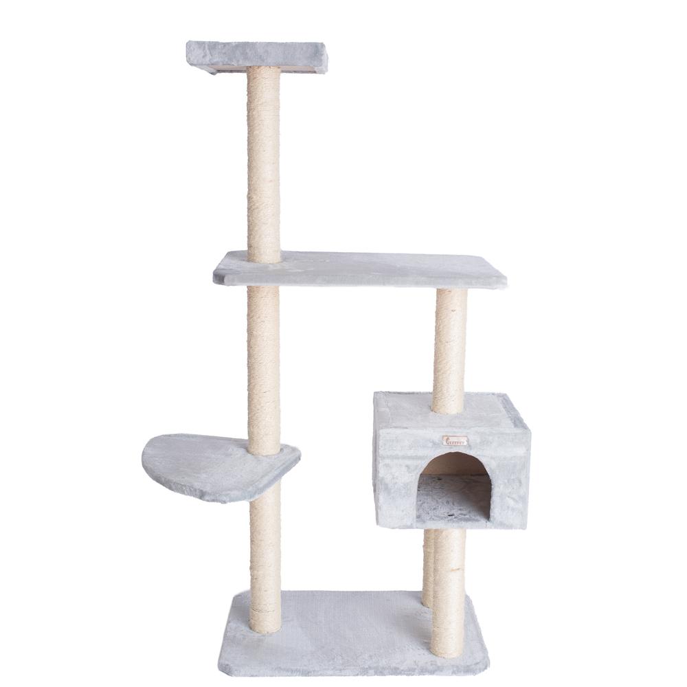 GleePet  GP78560322 57-Inch Real Wood Cat Tree In Silver Gray With Condo And Perch. Picture 4