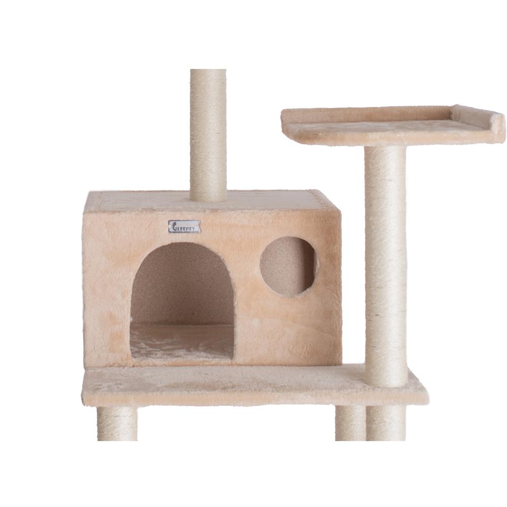 GleePet GP78680621 68-Inch Real Wood Cat Tree In Beige With Five Levels, Hammock, Condo. Picture 10