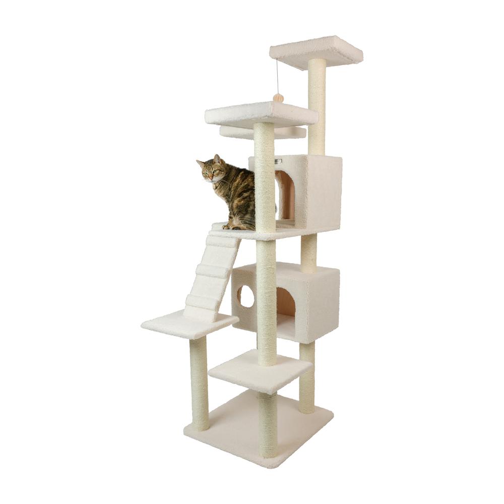 Armarkat B7701 Classic Real Wood Cat Tree In Ivory, Jackson Galaxy Approved, Multi Levels With Ramp, Three Perches, Two Condos. Picture 2