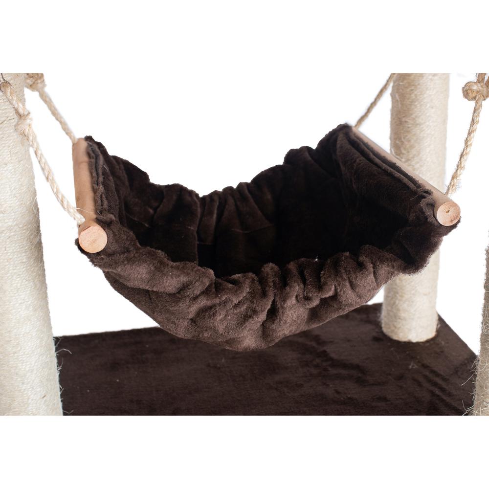 GleePet GP78590223 59-Inch Real Wood Cat Tree In Coffee Brown With Condo And Hammock. Picture 6