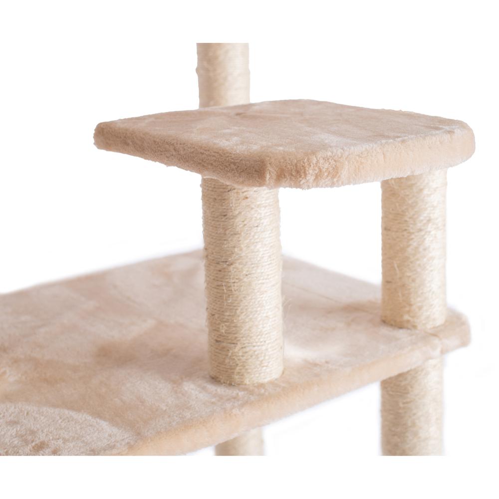 GleePet GP78740821 74-Inch Real Wood Cat Tree With Seven Levels, Beige. Picture 9