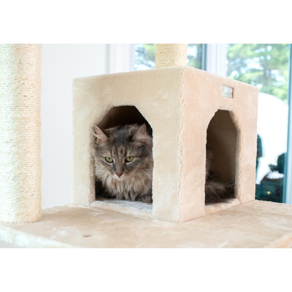 GleePet GP78740821 74-Inch Real Wood Cat Tree With Seven Levels, Beige. Picture 7
