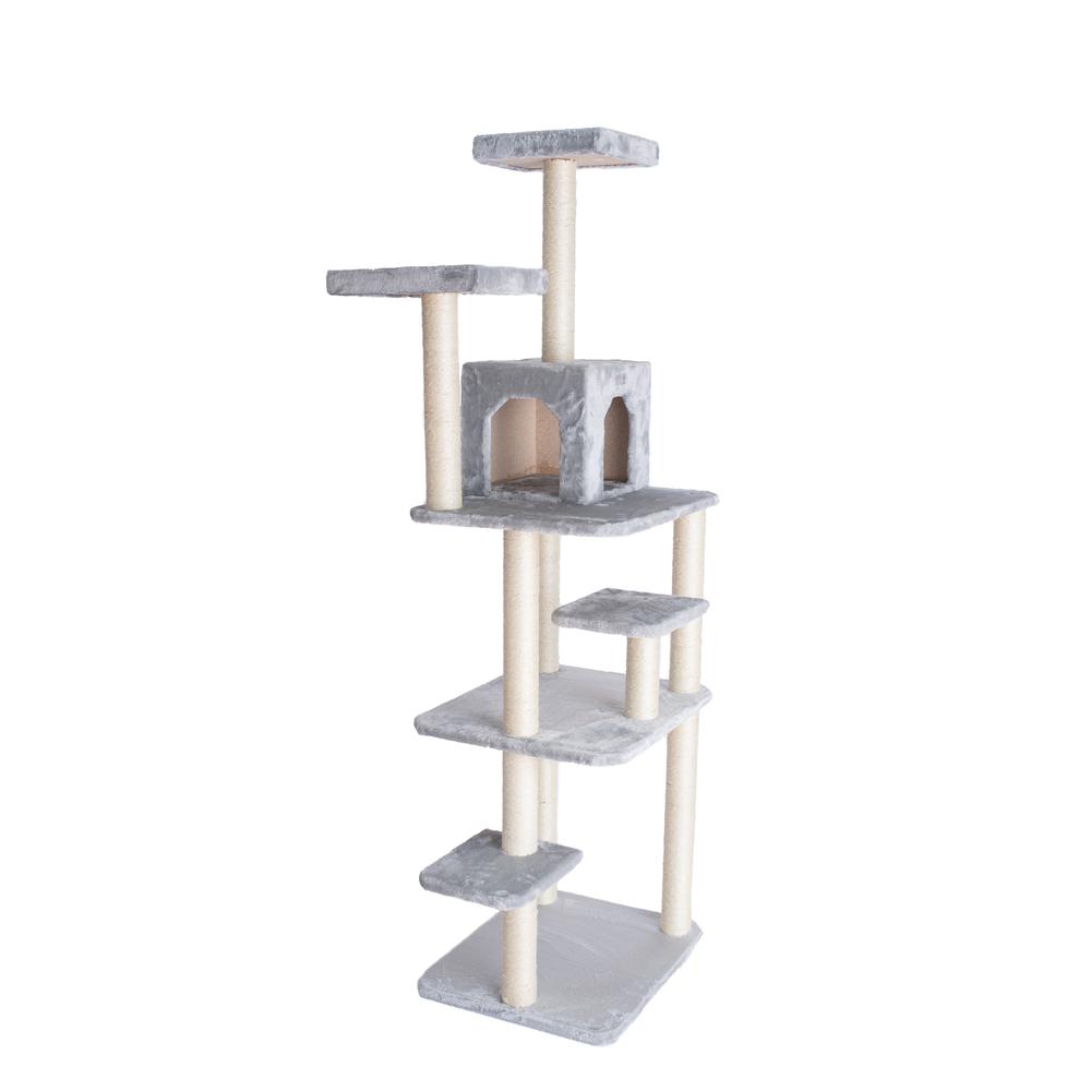 GleePet GP78740822 74-Inch Real Wood Cat Tree  With Seven Levels, Silver Gray. Picture 7