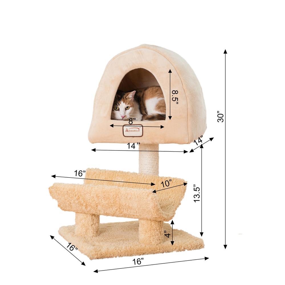Armarkat X3007 Real Wood Cat Condo, Cat Scratching Post With Plush Condo, Cuddle. Picture 9