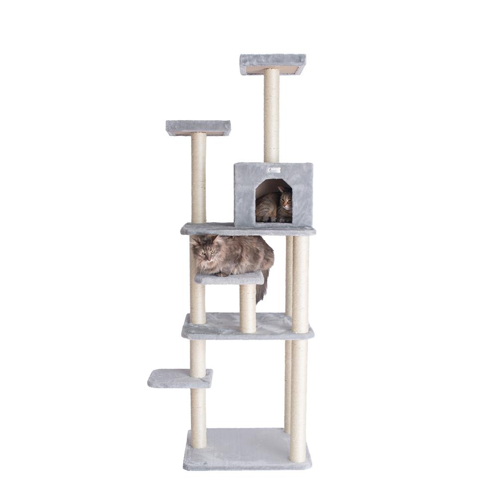 GleePet GP78740822 74-Inch Real Wood Cat Tree  With Seven Levels, Silver Gray. Picture 1