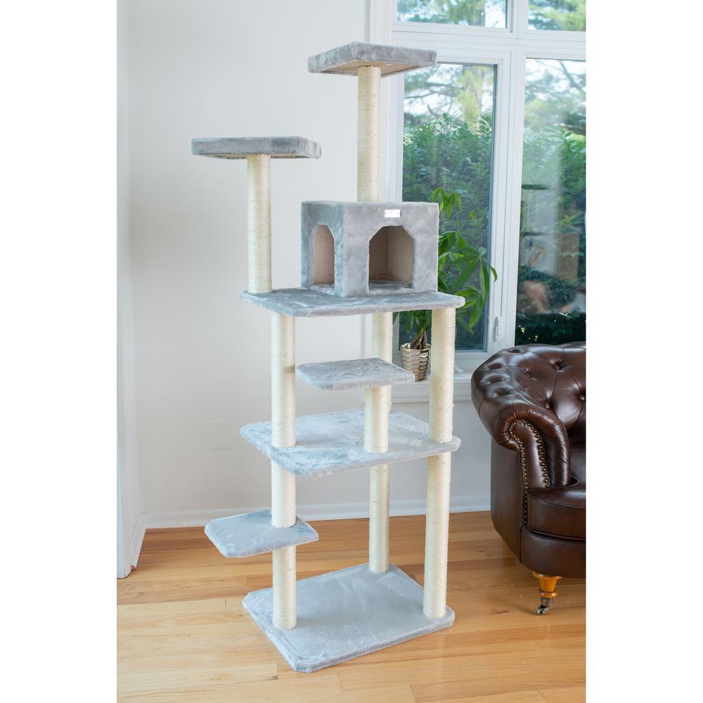GleePet GP78740822 74-Inch Real Wood Cat Tree  With Seven Levels, Silver Gray. Picture 3