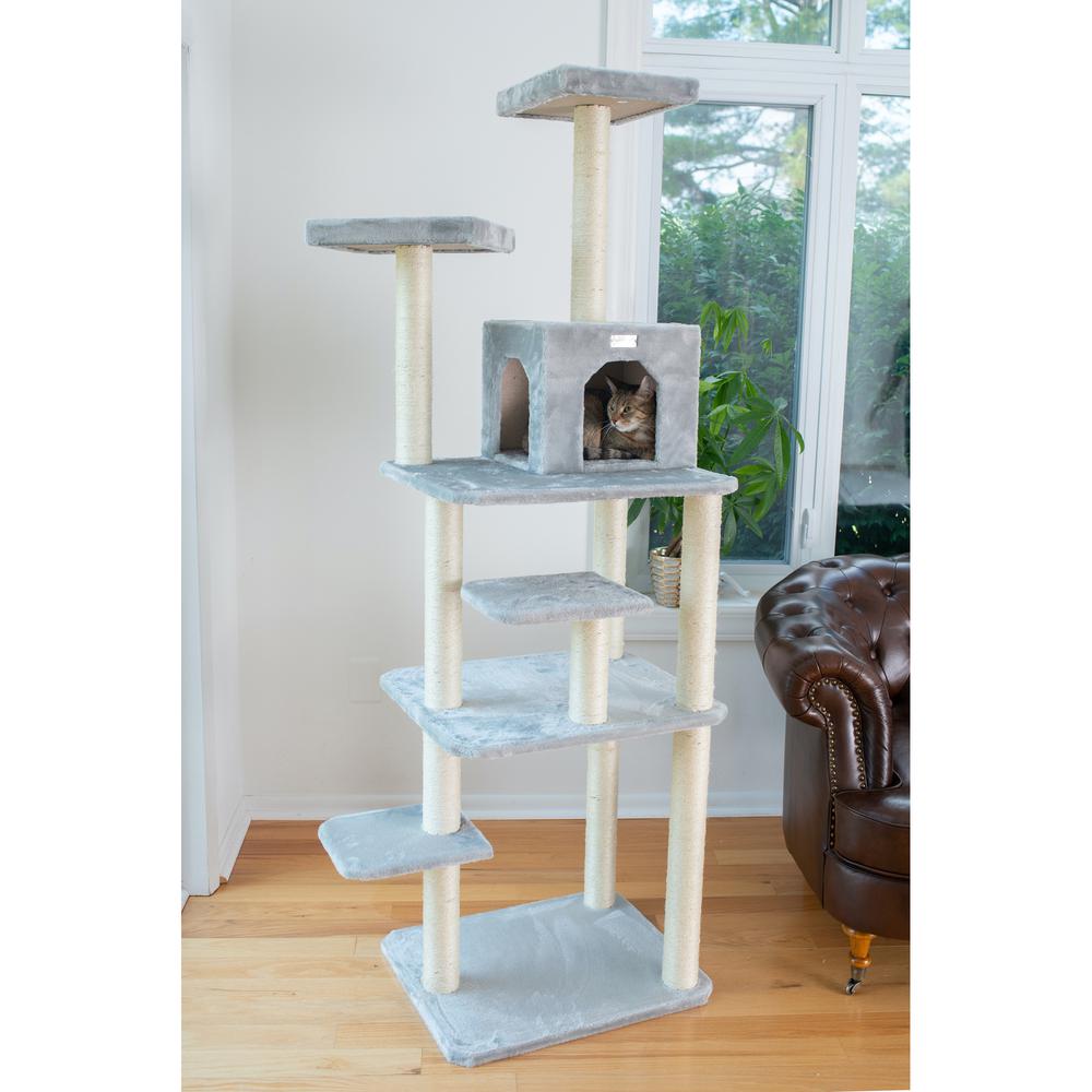 GleePet GP78740822 74-Inch Real Wood Cat Tree  With Seven Levels, Silver Gray. Picture 4