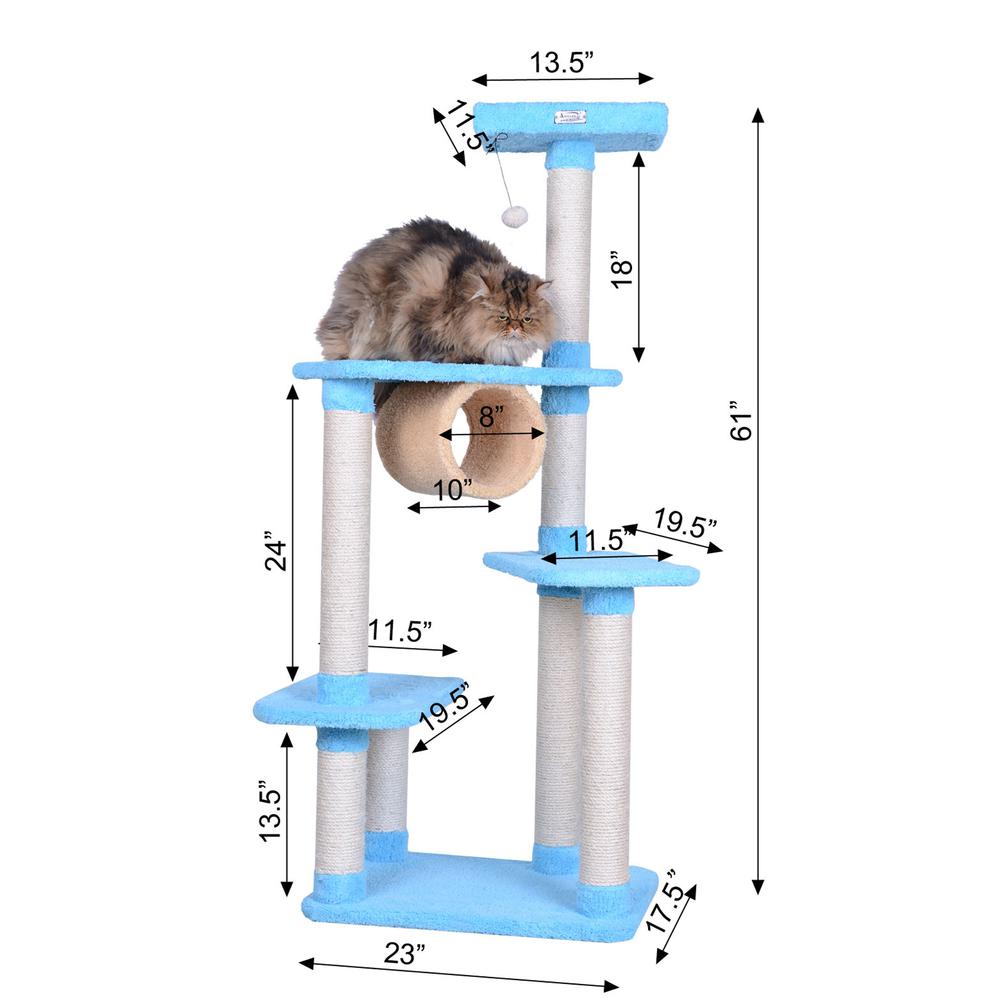 Armarkat Real Wood Cat Climber, Cat Junggle Tree With Platforms, X6105 Skyblue. Picture 9