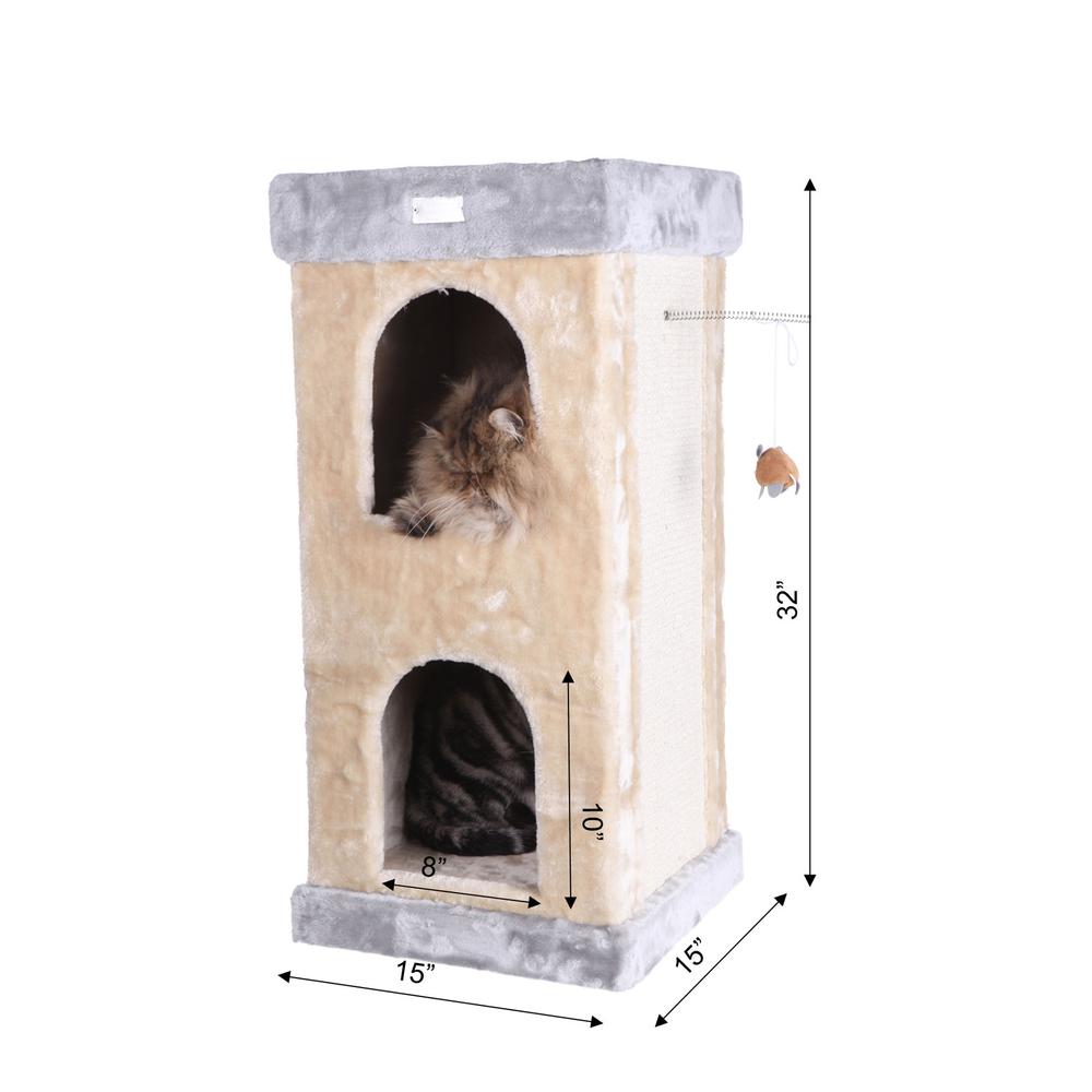 Armarkat Double Condo Real Wood Cat House With SratchIng Carpet For Cats, Kitty Enjoyment. Picture 7
