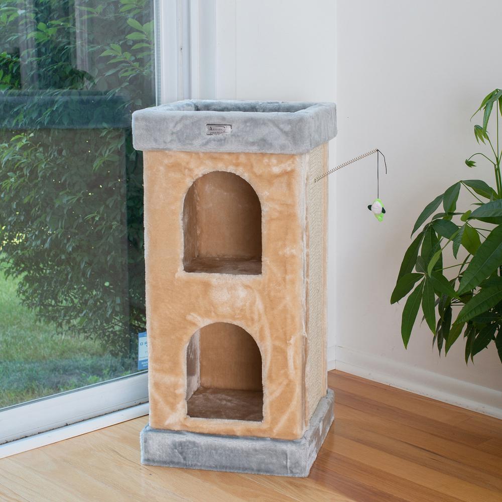 Armarkat Double Condo Real Wood Cat House With SratchIng Carpet For Cats, Kitty Enjoyment. Picture 3