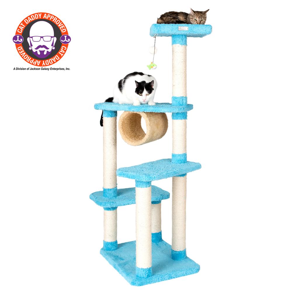 Armarkat Real Wood Cat Climber, Cat Junggle Tree With Platforms, X6105 Skyblue. Picture 1