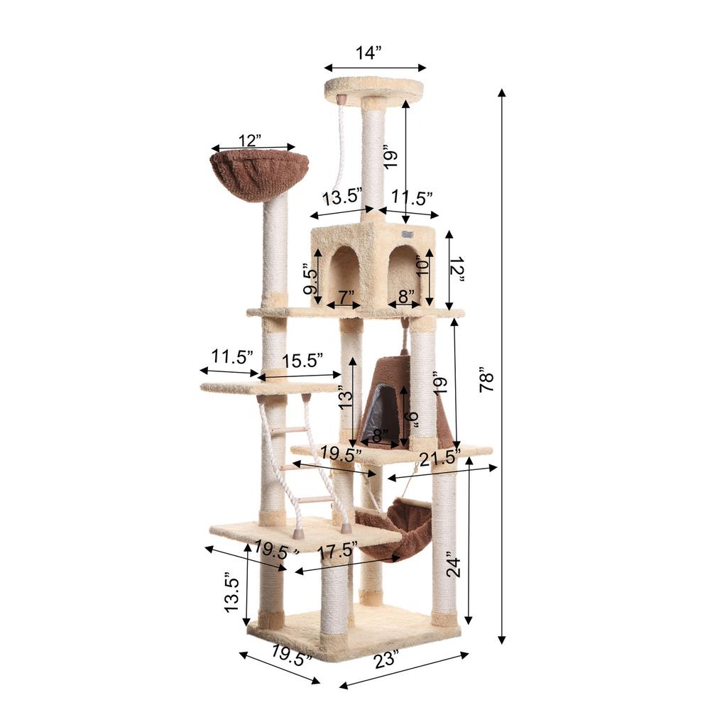 Armarkat Real Wood Cat Climber Play House, X7805 Cat furniture With Playhouse,Lounge Basket. Picture 8