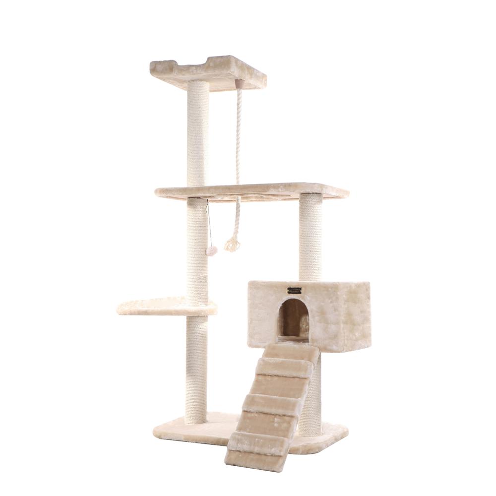 Armarkat Natural Sisal Real Wood Scratching Cat Tree 58 Height Beige A5801. Picture 2