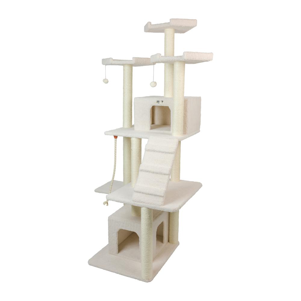 Armarkat B8201 Classic Real Wood Cat Tree In Ivory, Jackson Galaxy Approved, Multi Levels With Ramp, Three Perches, Rope Swing, Two Condos. Picture 3