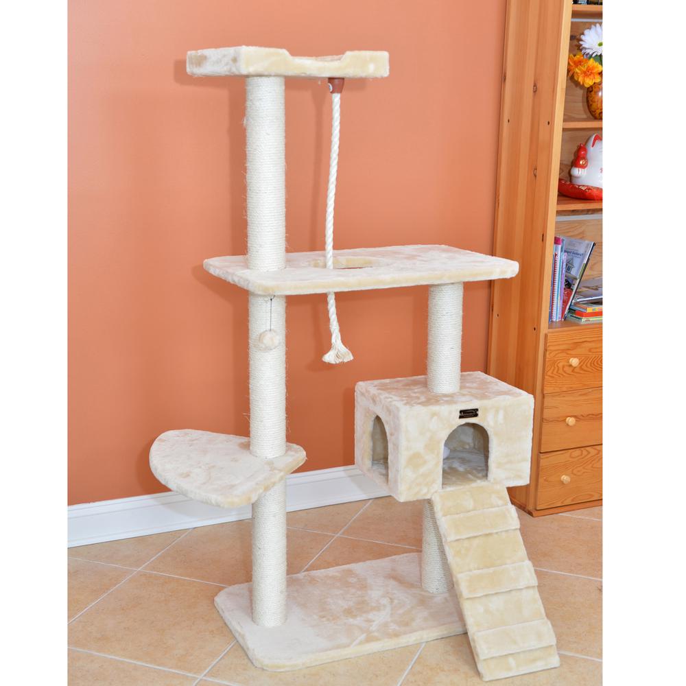 Armarkat Natural Sisal Real Wood Scratching Cat Tree 58 Height Beige A5801. Picture 3